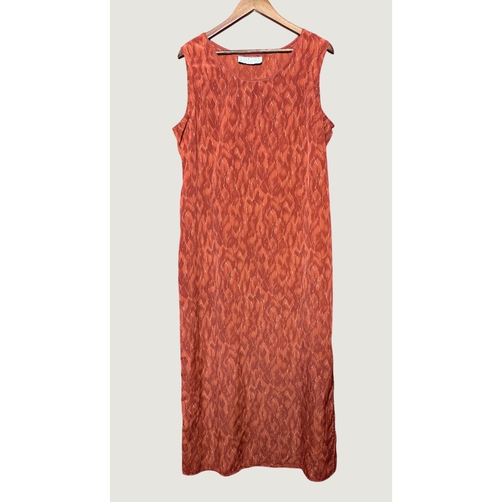 Norton McNaughton Maxi Dress Women NA Orange Excellent Abstract Sleeveless Tie